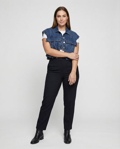 Damen lässige Blusenjacke im angesagten Utility-Stil mit großen Taschen und kurzen Ärmeln R&B