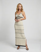 Damen Häkel Maxikleid mit Schlitz