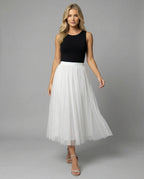 langer, bauschiger Tutu-Tüllrock, fließend, trapezförmig, für Damen, lässig, weich