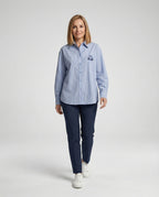 Damen Bluse mit Streifen und klassischem Kragen