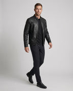 Herren Elegante Kunstlederjacke mit Steppdetails