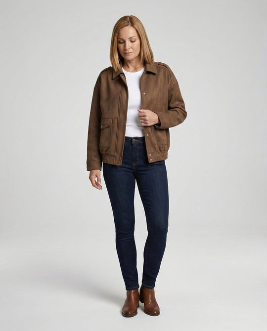 Freizeitkleidung Damen Velours Jacke Weit