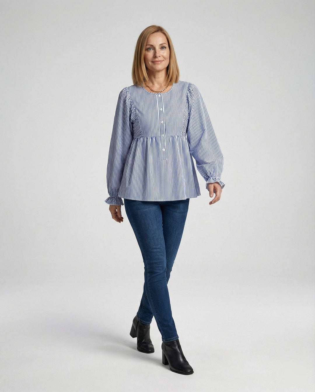 Damen Bluse Babydoll Streifen