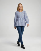 Damen Bluse Babydoll Streifen