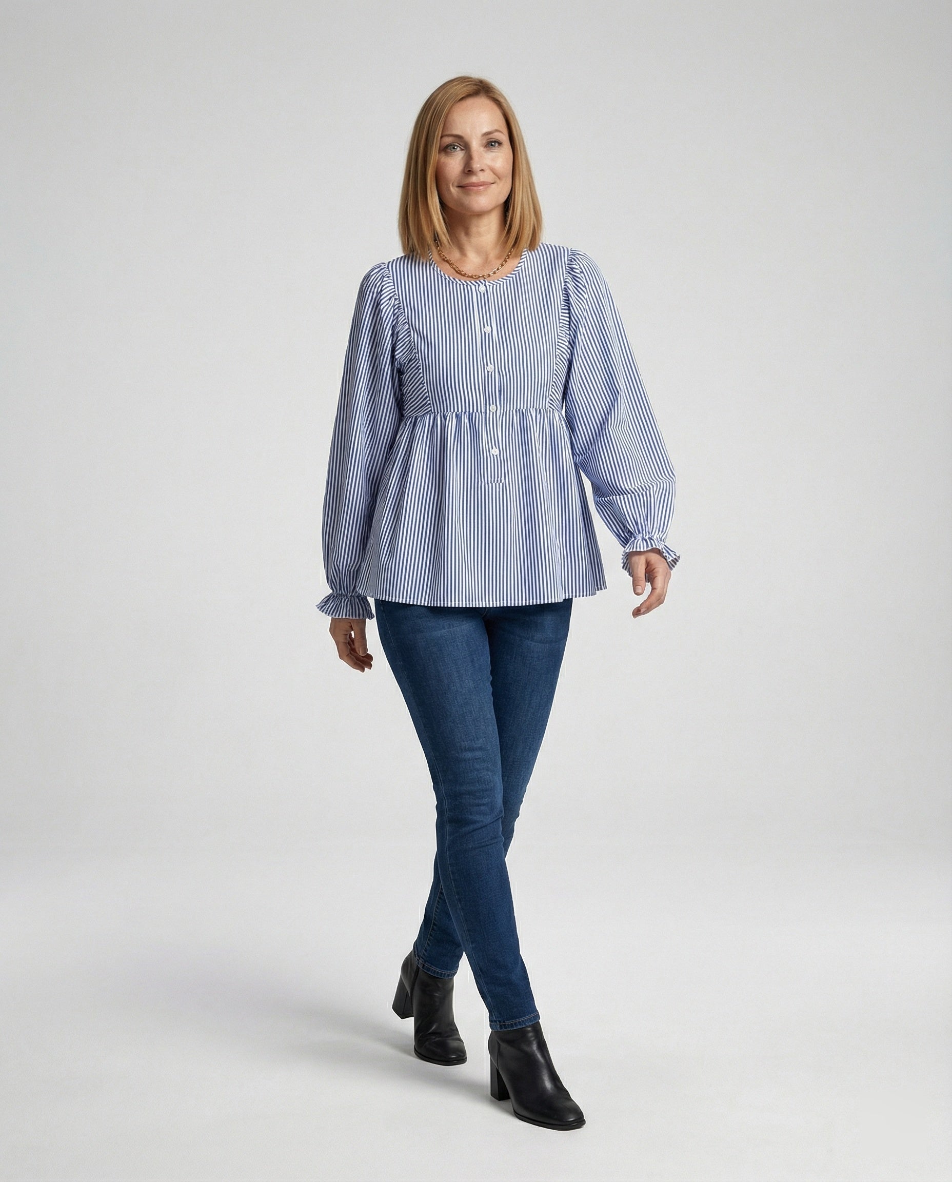 Damen Bluse Babydoll Streifen