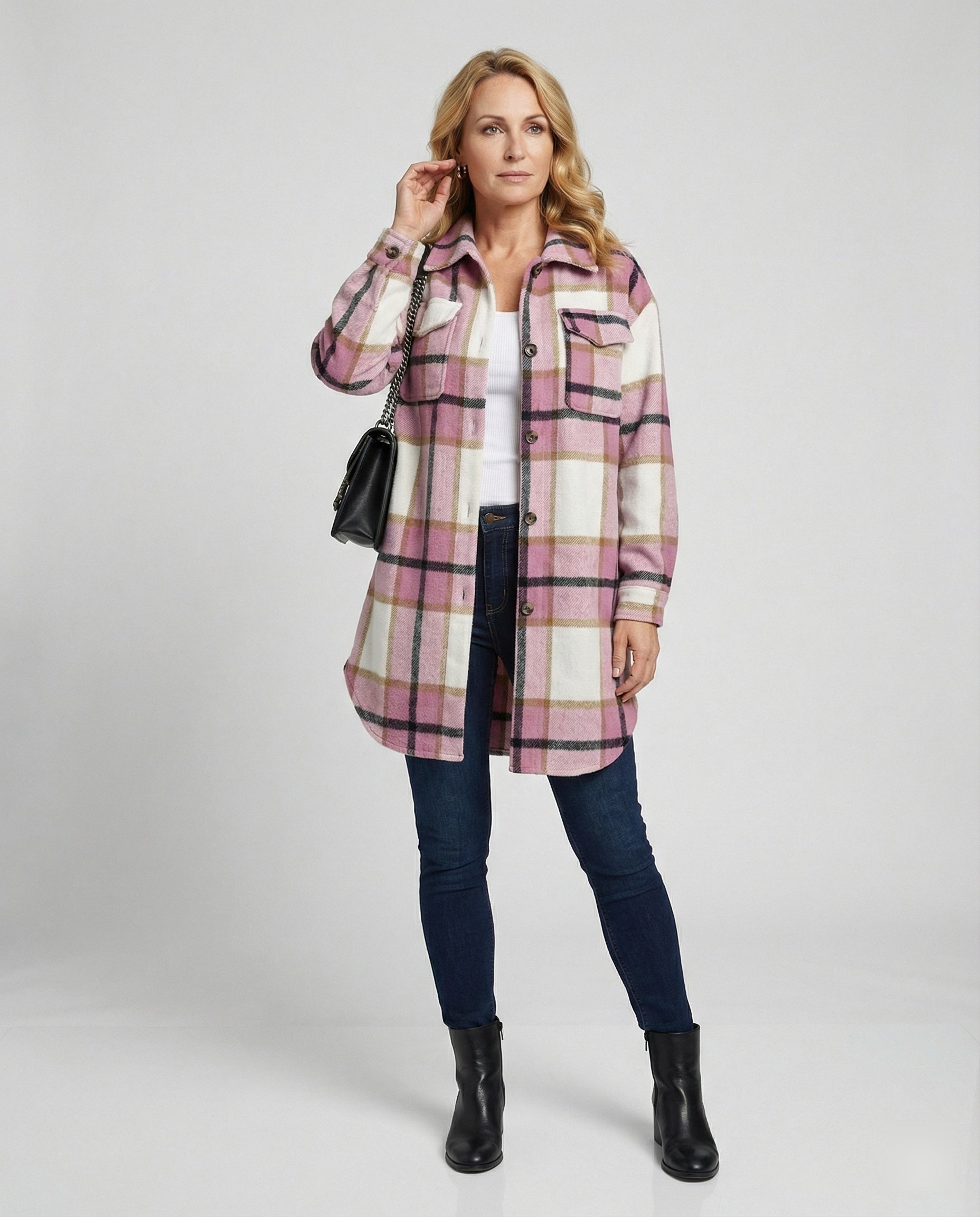Damen Karierte Hemdjacke mit lässigem Schnitt