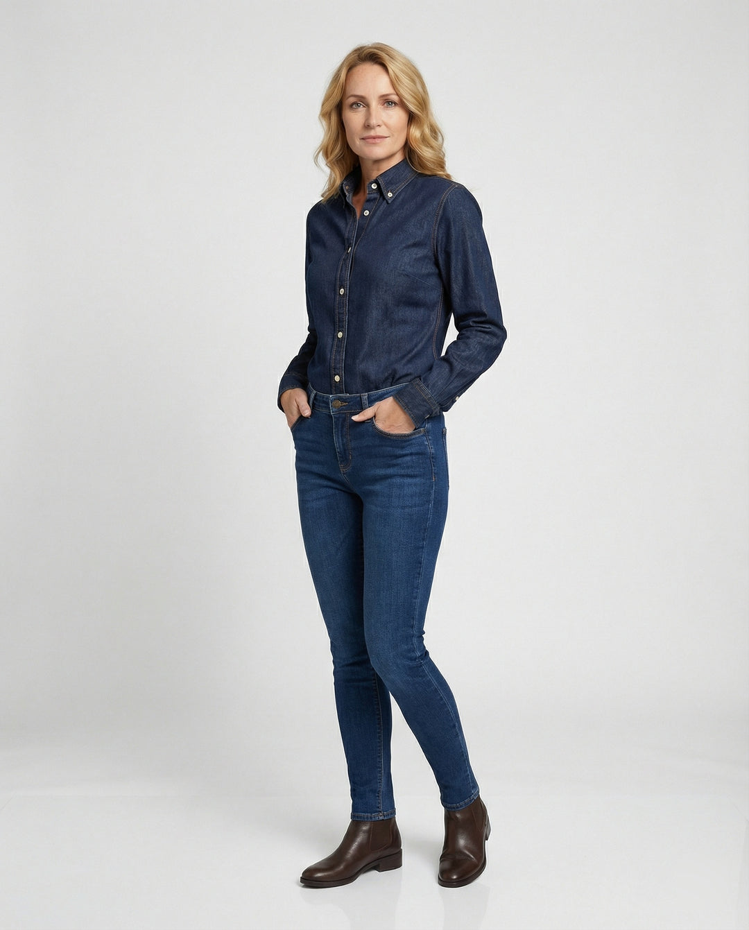 Damen Langarmhemd aus Denim