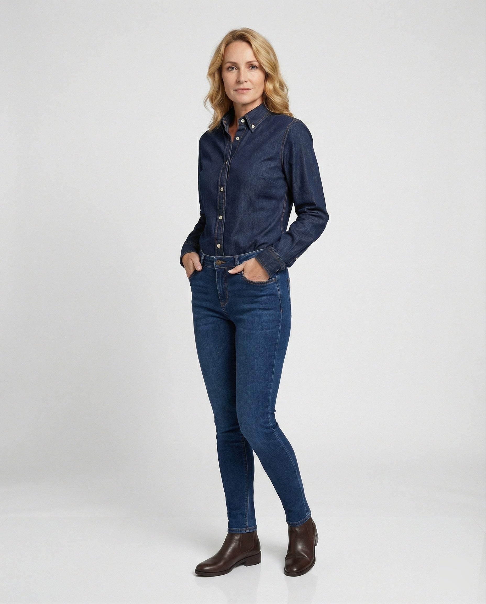 Damen Langarmhemd aus Denim