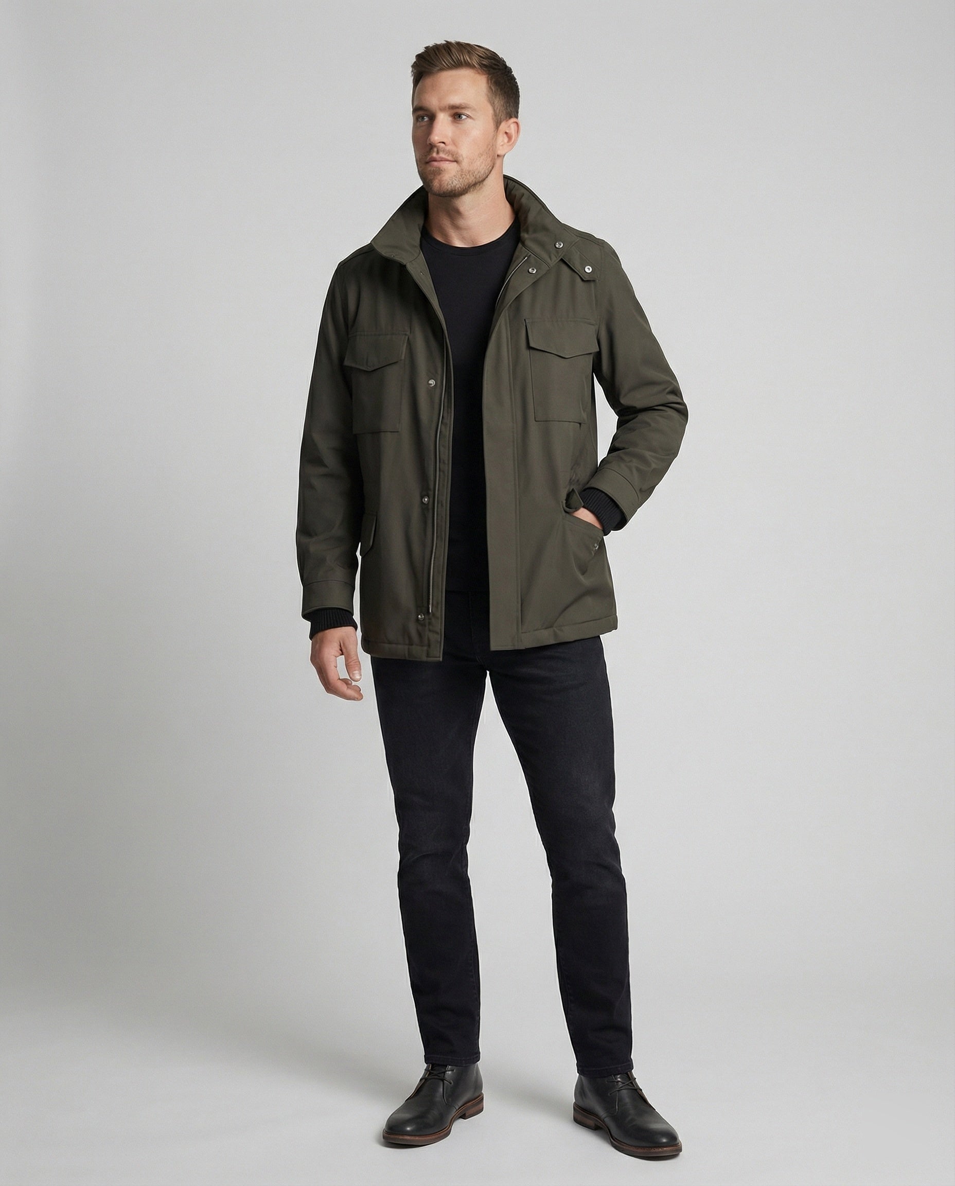 Herren Utility-Jacke mit hohem Kragen