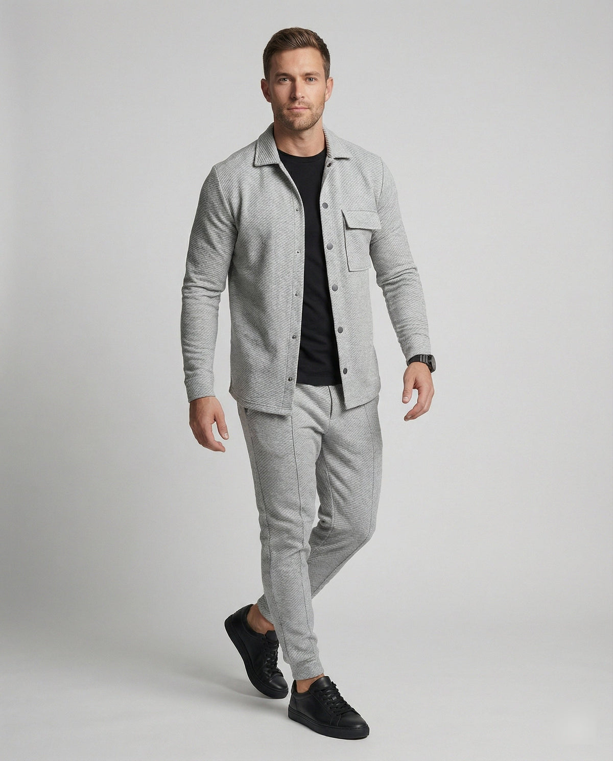 Herren elegantes Freizeitanzug mit modischem Streifenmuster R&B