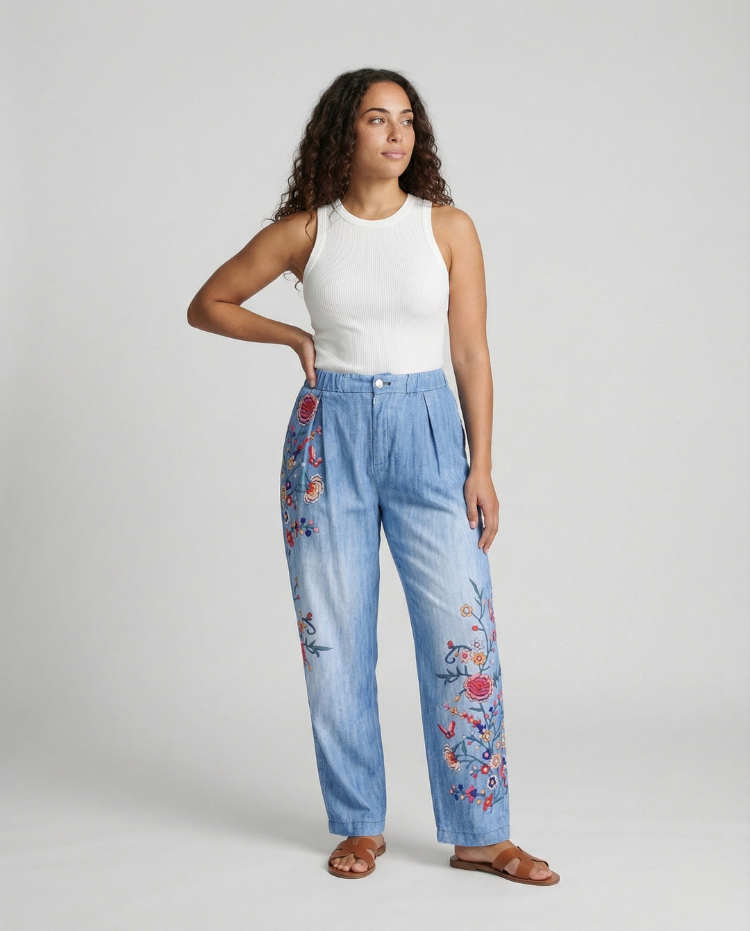 R&B | Floral Print Lockere Jeanshose für Frauen