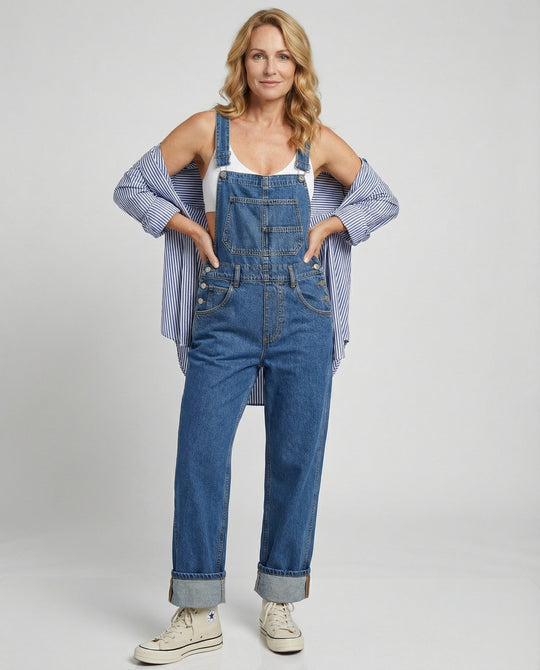Damen Latzhose Jeans gerade