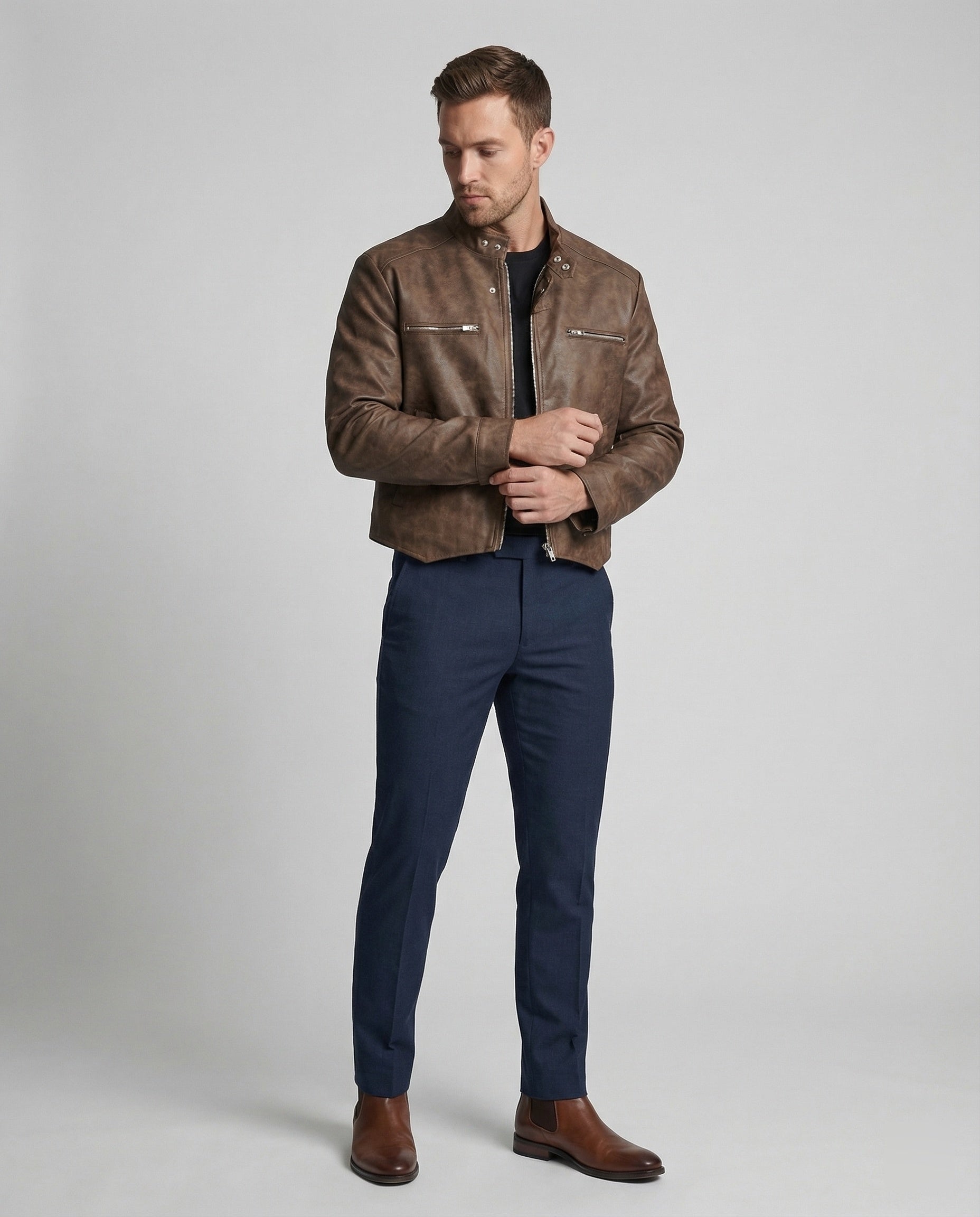 Herren Lederoptik Kurzjacke