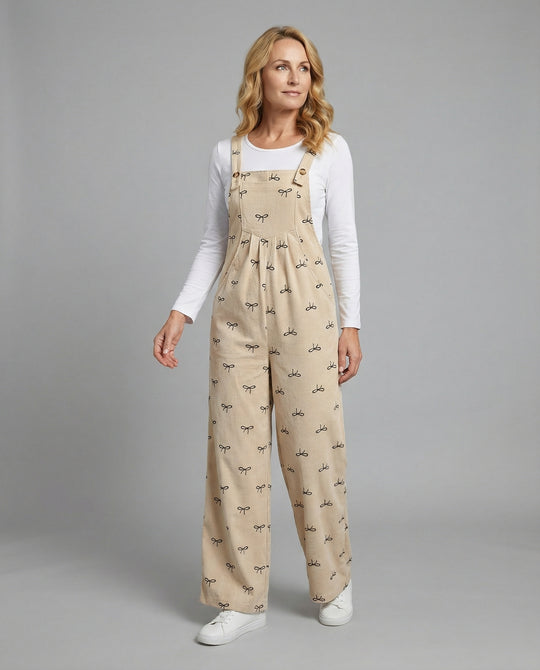 Damen Latzhose Cord Print