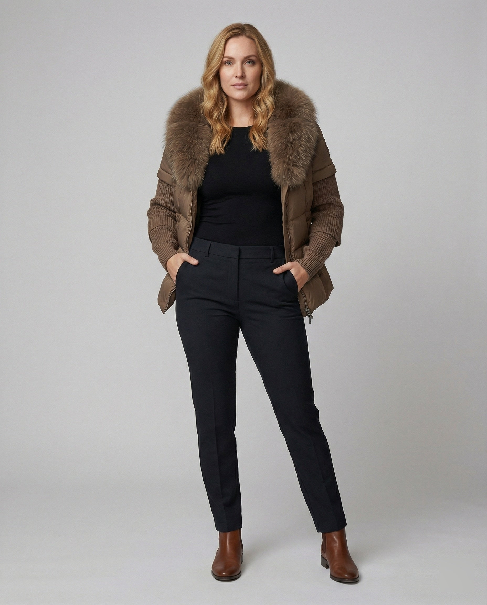 Steppjacke Damen mit luxuriösem Kunstfellkragen