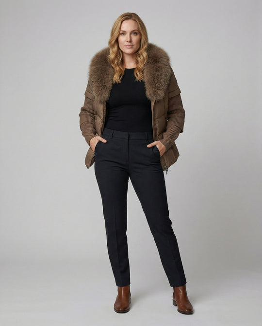 Steppjacke Damen mit luxuriösem Kunstfellkragen