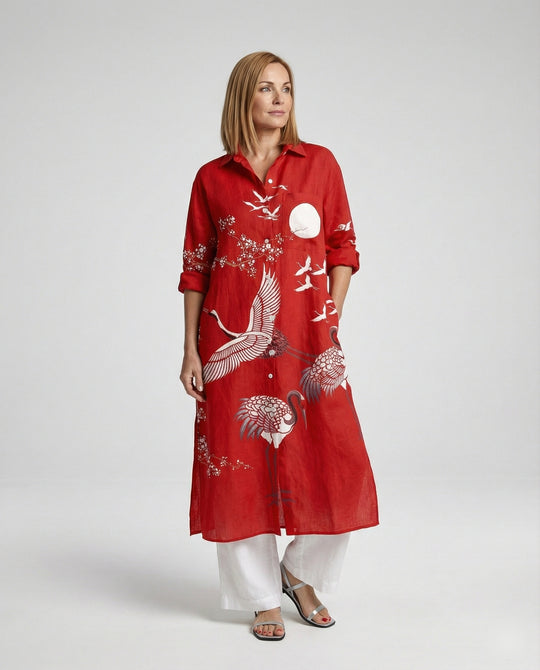 Damen Kaftan Kleid lang Seidenoptik
