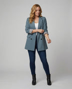 Damen Doppelreihiger Blazer mit kontrastierenden Ärmelaufschlägen R&B