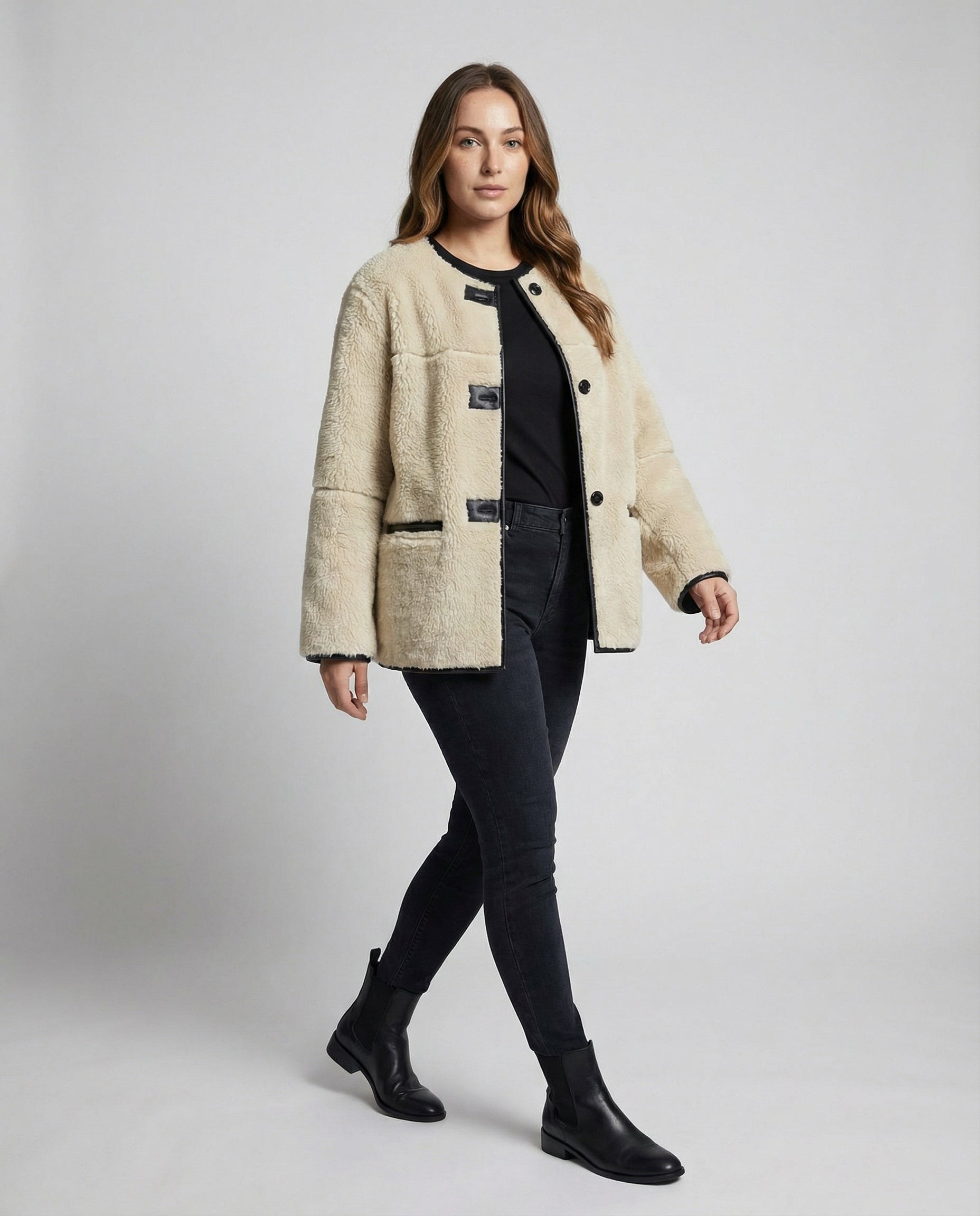 R&B | Teddyjacke mit Knöpfen für Damen Agnes