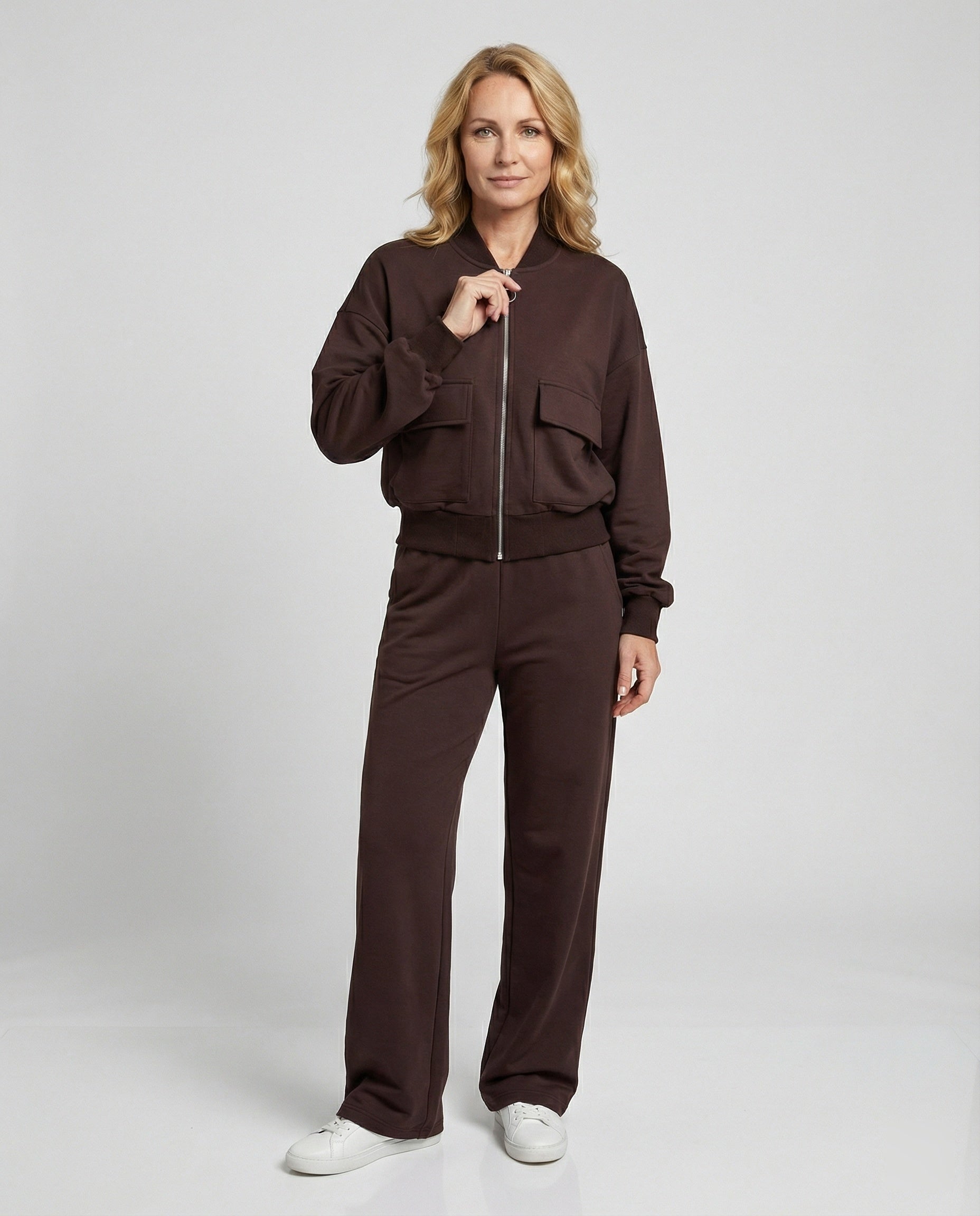 Damen lässige Zip-Jacke mit Taschen