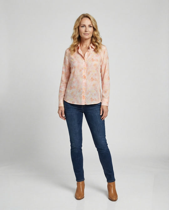 Damen Bluse Chiffon Aquarell