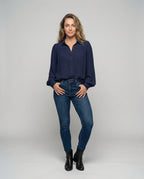 Damen Elegante Bluse mit Puffärmeln und Knopfdetails R&B