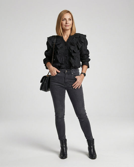 Bluse Damen Elegant mit Volants