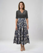 Damen Wickel Maxikleid mit V-Ausschnitt