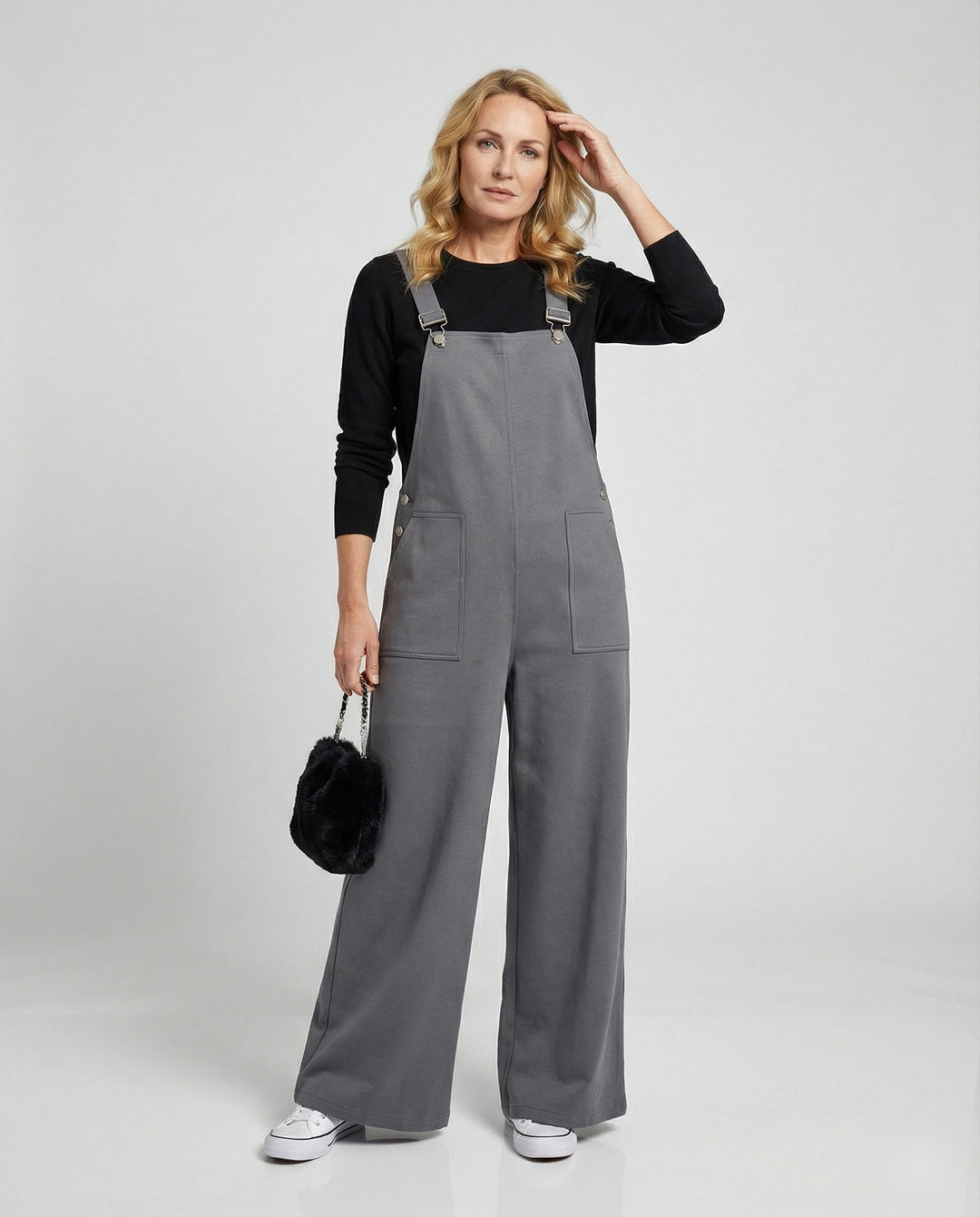 Damen Latzhose mit weitem Bein