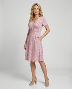 Damen Wickel-Blumenkleid mit kurzen Ärmeln