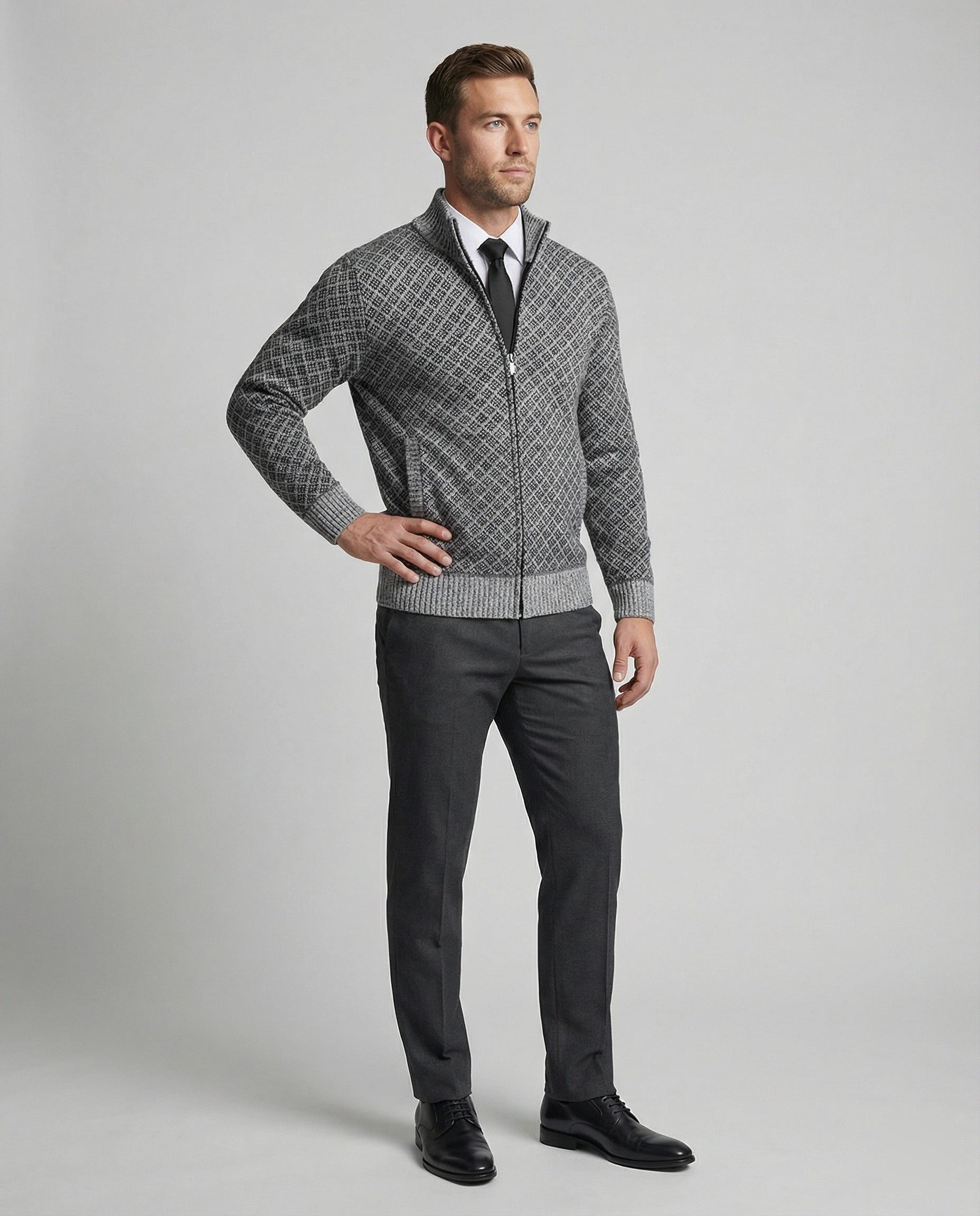 Stilvolle Strickjacke Herren Zipper