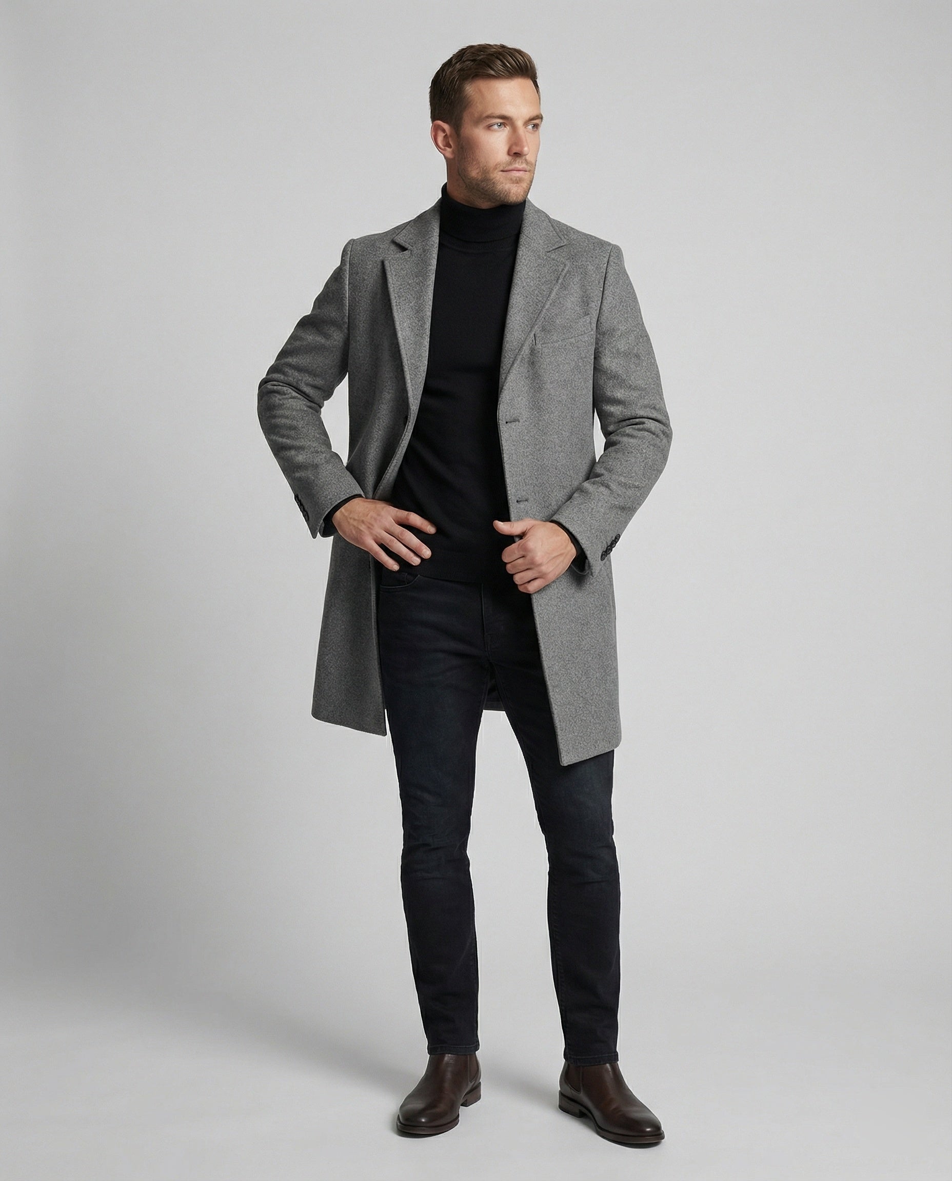 Eleganter Wintermantel Revers Herren