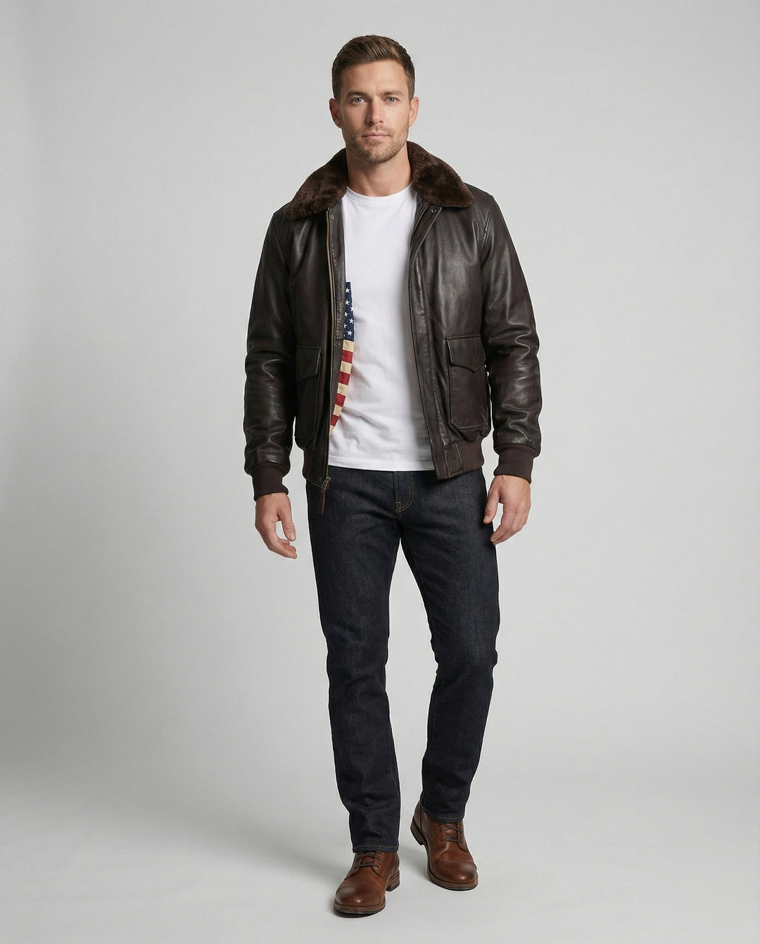 Stylische Warme Lederjacke
