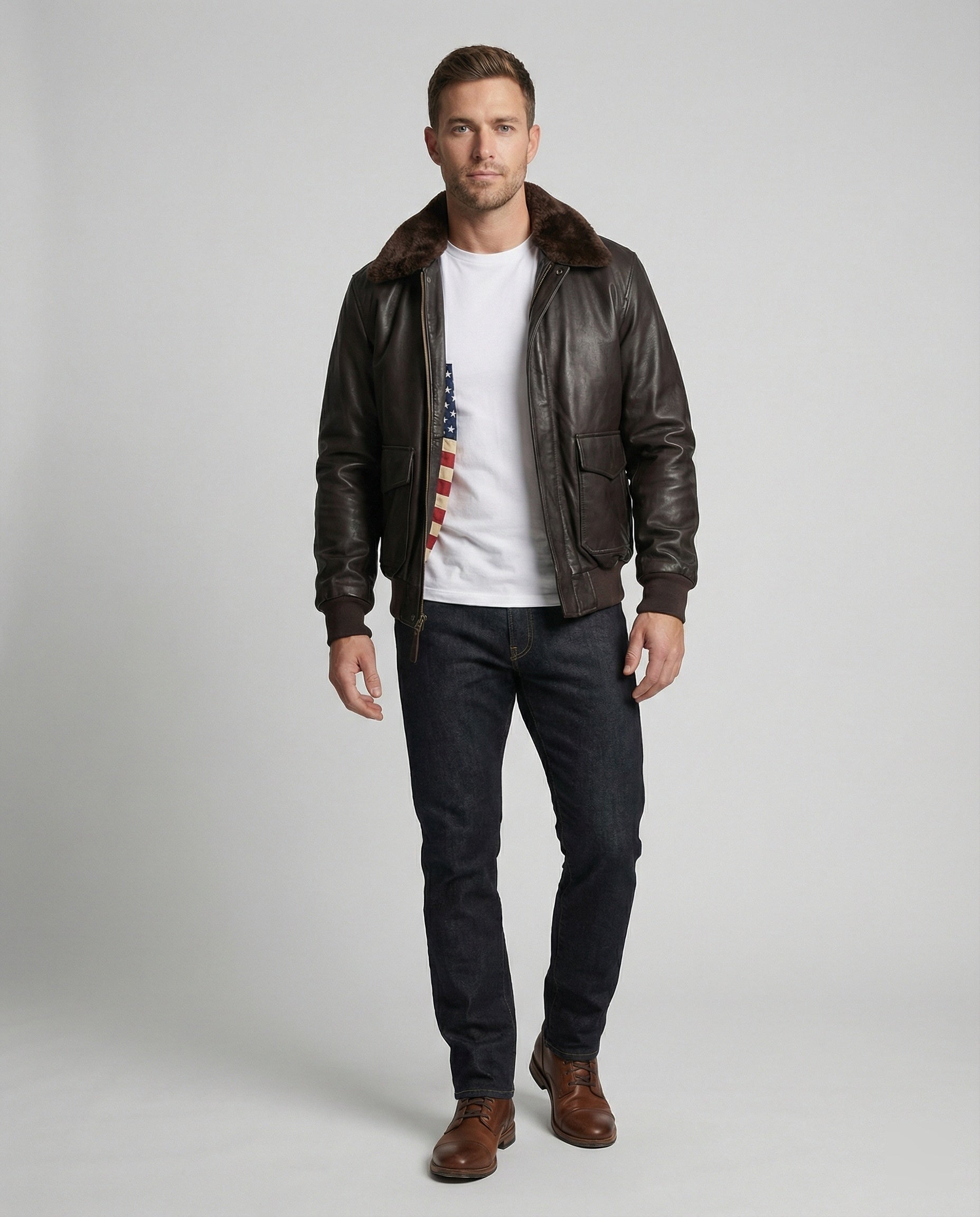 Stylische Warme Lederjacke