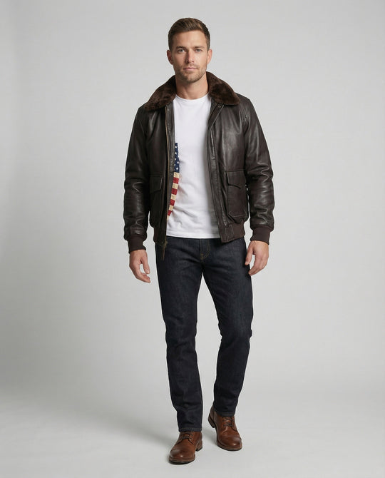 Stylische Warme Lederjacke