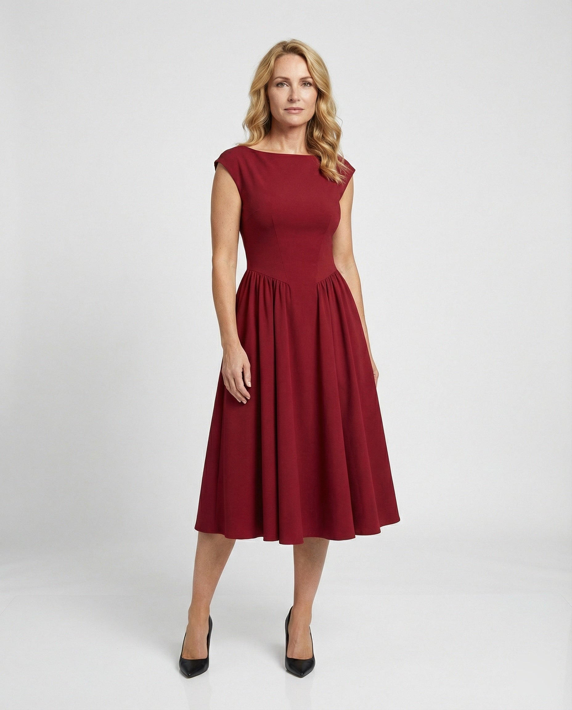 Damen Midikleid mit Tellerrock