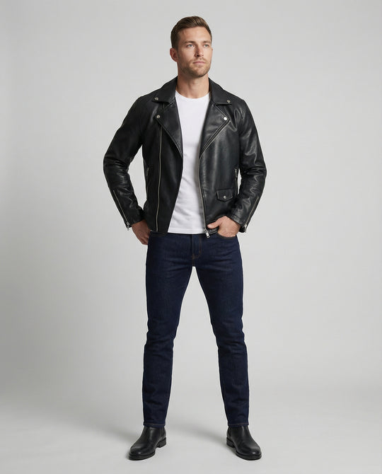 Herren Nappaleder Motorradjacke