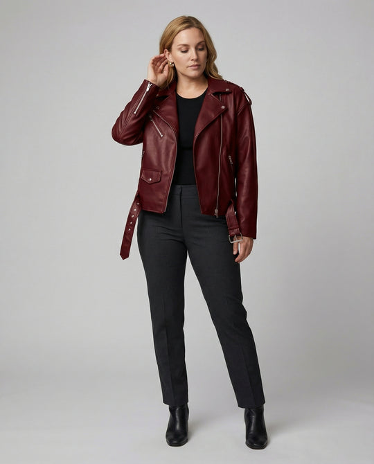 Damen Bikerjacke mit Reißverschlussdetails
