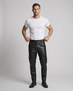 Herren Kunstleder Cargo-Hose mit Seitentaschen