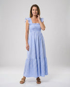 Damen Vichy Maxikleid mit Smokoberteil