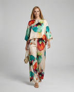Damen Zweiteiler Set Satin Kimono