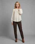 Baumwoll Bluse Damen mit Stickerei