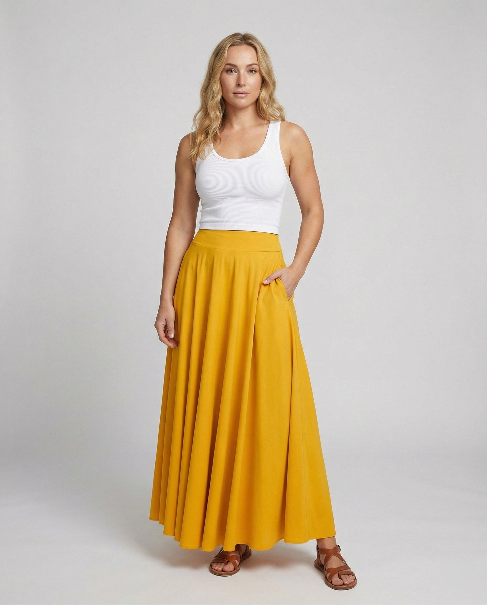 Damen Luftiger Maxi-Rock mit hohem Taillenbund R&B