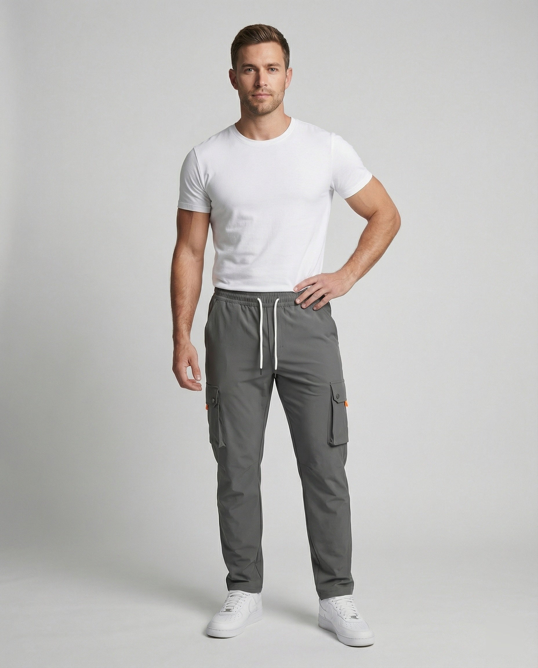 Herren cargo Hose mit innovativen Taschen und elastischem Bund Hedi-Mode
