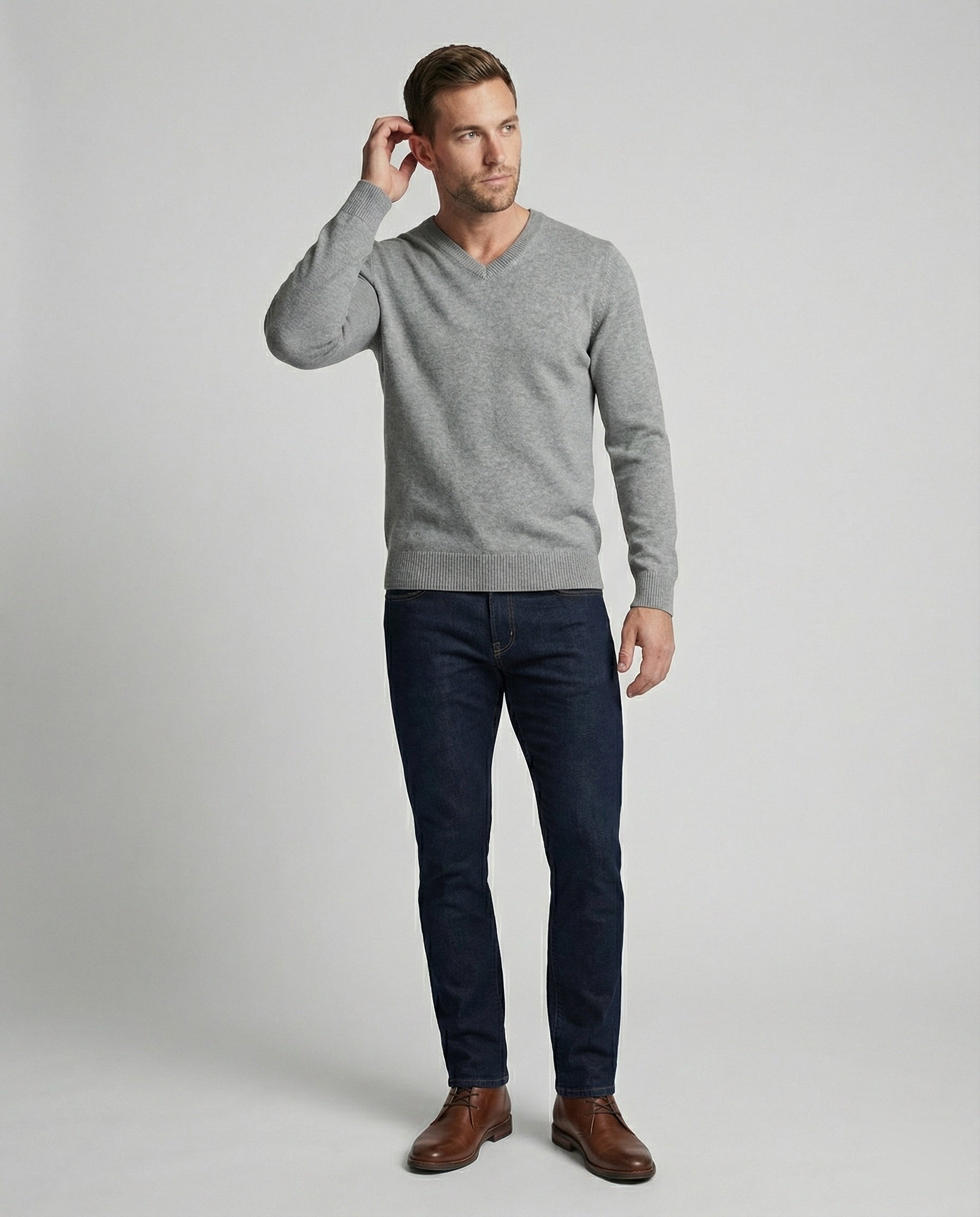 V-Ausschnitt Baumwollpullover