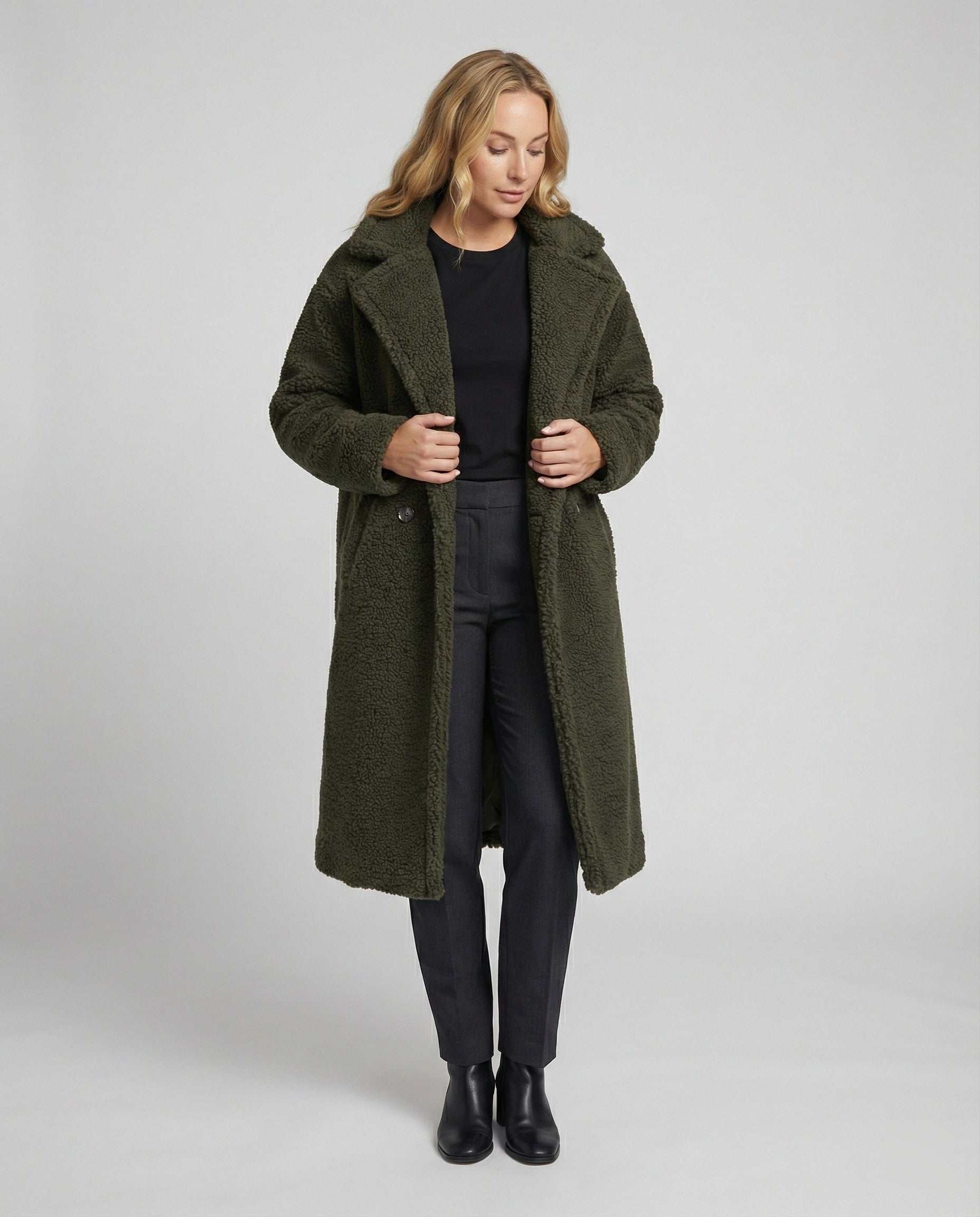R&B | Damen Warmer Fell Wollmantel