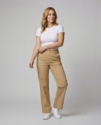 Damen weite Stoffhose mit elastischem Bund