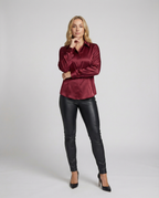 Damen Satin-Bluse mit klassischem Kragen R&B