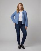 Damen Strickjacke kurz aus Baumwolle mit Knöpfen