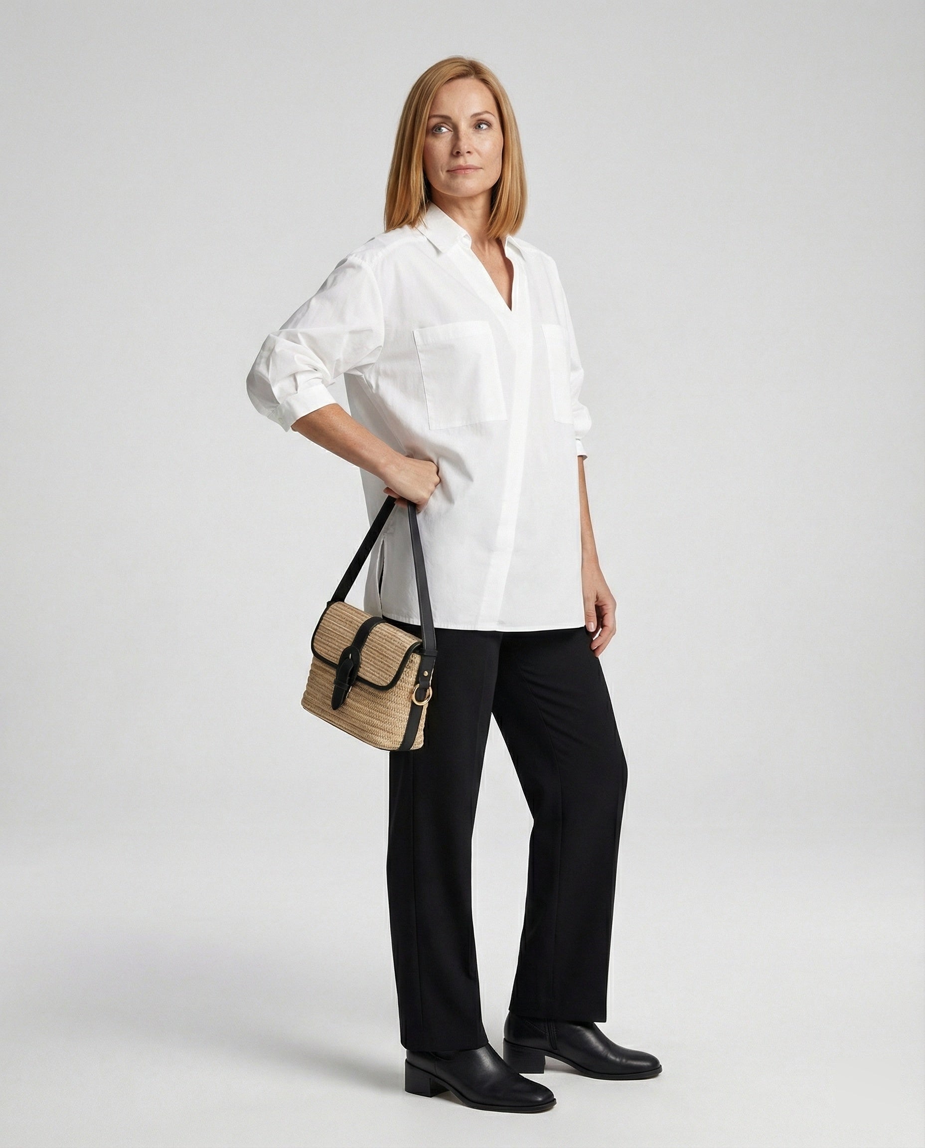 Damen Bluse mit Volantärmeln und V-Ausschnitt